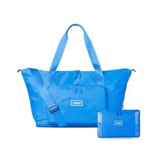 Foldie Blue Nylon Foldable Travel Duffel Bag With Adjustable Strap & Pouch
